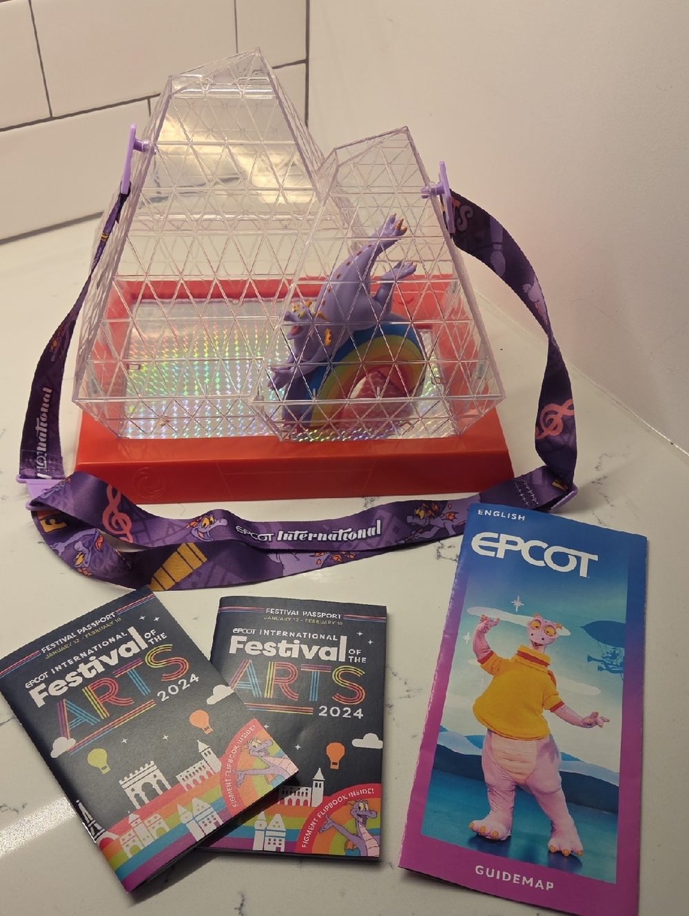 Disney Light Up EPCOT Festival Purple Figment Rainbow Popcorn Bucket